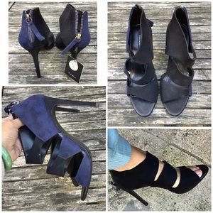 ZARA SUEDE COLOR BLOCKED HEELS